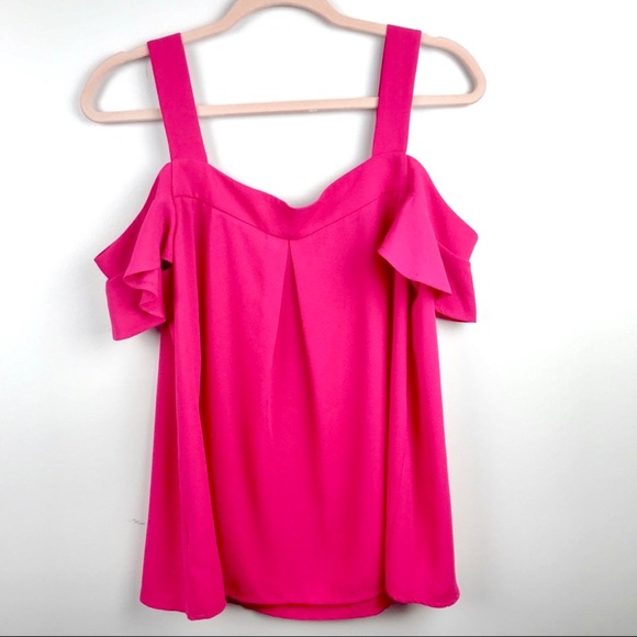 NWT Kut from the Kloth x Stitch Fix Fuchsia Mattilda Cold Shoulder Blouse - Picture 4 of 6